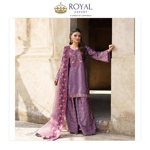 ชุดสูทสำหรับงานปาร์ตี้และงานเทศกาลผ้าไหมผ้าบางเนื้อหนาปักลายด้วยชุดสูทชาราราราราสำหรับผู้เชี่ยวชาญด้านการขายเสื้อผ้าสไตล์อินเดีย - Product Image 4