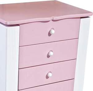 Louisa Girl's <b>Pink</b> and White Wooden Jewelry Armoire - Product Image 1