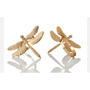 Servilletero con forma de libélula dorada para decoración de mesa al por mayor, servilletero para el hogar, Hotel, restaurante, suministros - Product Image 4
