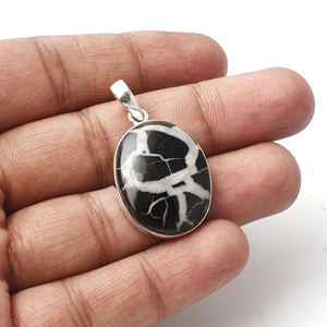 Piedra preciosa de forma ovalada septariana Natural, colgante de Plata de Ley 925, colgante de moda para aniversario de boda o regalo - Product Image 1