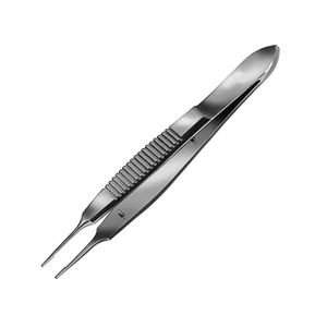 Fórceps de sutura Castroviejo de acero alemán 4 ''0,3mm 1x2 dientes Instrumento quirúrgico dérmico Fórceps para atar - Product Image 3