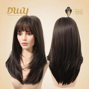 Sierra C-DWY MiraScalp Mid-Length Straight <b>Brown</b> Synthetic <b>Wig</b> High Quality Heat Resistant Fiber Glueless with Light <b>Brown</b> Lace - Product Image 5