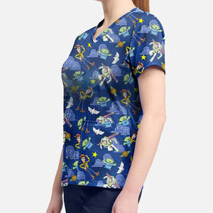 Uniforme Médico Cómodo y Elástico de Alta Calidad para Enfermeras y Doctores, Conjunto de Uniforme con Cuello en V, Mangas Cortas y Pantalones Jogger Unisex - Product Image 3