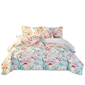 Couvre-lit matelassé léger en microfibre brossée 80 g/m² à imprimé feuilles tropicales, motif botanique <span class=keywords><strong>aquarelle</strong></span> pour l'été - Product Image 1