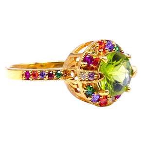 Bague en argent sterling 925 plaquée or péridot topaze multicolore - Product Image 3