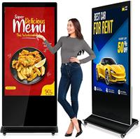 Layar LCD Digital Signage 55 Inci, Tipe Lantai, untuk Iklan, Pemutar Media Video dengan Perangkat Lunak Android CMS, WiFi 3G/4G
