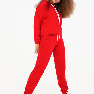 Chándal de mujer de alta calidad, Traje de dos piezas de tela de chándal de ajuste personalizado para correr y ropa deportiva, chándal - Product Image 2