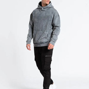 Sweat-shirts pour hommes en coton 100% de taille plus, coupe régulière, brodés, délavés à l'acide, pour l'hiver 2025, mode décontractée sportive - Product Image 2