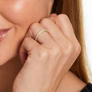 Delicate 10K Gold Thin <b>Dainty</b> <b>Ring</b> Cut Moissanite Diamond Band Everyday Wear Wedding <b>Ring</b> Gift for Women's Anniversary Parties - Product Image 4