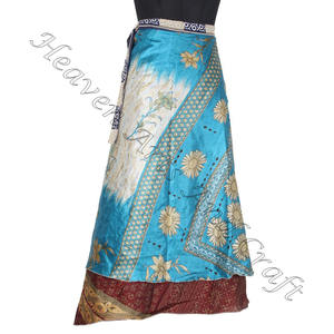 Designer and Stylish Long Sari Silk Wrap <b>Skirt</b> Boho Stylish Multi Color Summer Wear Comfortable Fashion Boho Hippie Free Size - Product Image 5