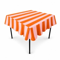 Housse de table de mahjong en toile de coton sur mesure, rayures rose et orange, carrée, lavable