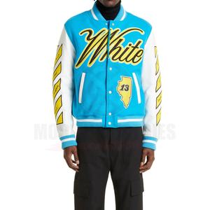 Chaqueta universitaria de cuero auténtico personalizada, chaqueta universitaria con logotipo bordado de tela de lana estilo callejero para invierno y primavera - Product Image 4