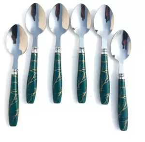 Cuillère de table élégante en laiton/acier inoxydable avec poignée en acrylique pour les occasions de fête - Product Image 4