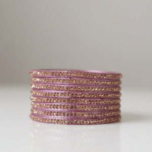 Mauve Classic <b>Crystal</b> Rhinestone <b>Women's</b> Fashion Bangles Set of 2 Zinc Alloy Gift - Product Image 2