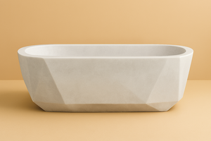 Bañera independiente de superficie sólida ovalada-Bañera de resina de piedra mate suave para baños - Product Image 4