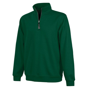 Sweat-shirt décontracté en molleton de coton bicolore à demi-zip sans cordon pour femme, en vente, 65% coton 35% polyester - Product Image 1