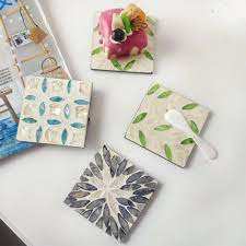 Aaliyan impex ที่รองแก้วฝังมุกงานฝีมือที่ไม่ซ้ำกันกับงานฝีมือที่หรูหราสำหรับเครื่องดื่มร้อนในราคาไม่แพง - Product Image 2