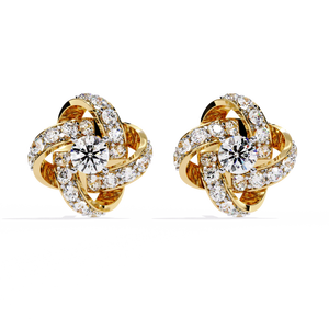 ต่างหูทอง18K สดใสพร้อมต่างหูเพชรพรีเมี่ยมที่ปลูกในห้องปฏิบัติการ - Product Image 1