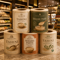 Étiquettes personnalisées pour pots de tahini, autocollants en papier kraft gaufré, autocollants adhésifs pour emballages alimentaires haut de gamme