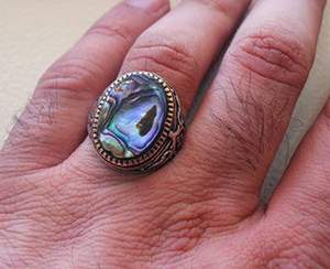 Wholesale Men Ring New Arrival Natural Abalone Shell Gemstone <b>Birthday</b> <b>Gift</b> Heavy Mens Ring Jewelry 925 Sterling Silver Ring - Product Image 5