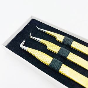 Pince à épiler d'extension de cils à 90 degrés en acier inoxydable à forte adhérence pointe pointue en acier durable enduit de poudre - Product Image 6