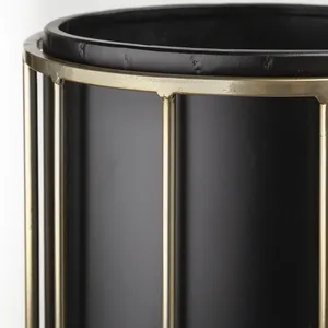 Modern Home Decor Plant <b>Holder</b> Set Handmade Iron Flower <b>Pot</b> Planter with Gold Frame Black Color 2-Piece Garden Application - Product Image 4