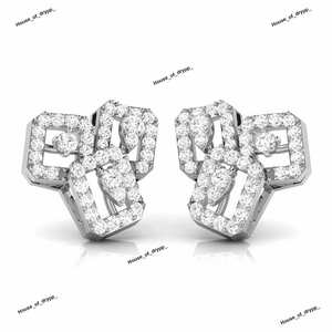 Pendientes de Botón Cuadrados Geométricos de Plata 925 con Diamante Moissanita Flotante, Diseño Moderno y Lujoso con Brillo Intenso - Product Image 2