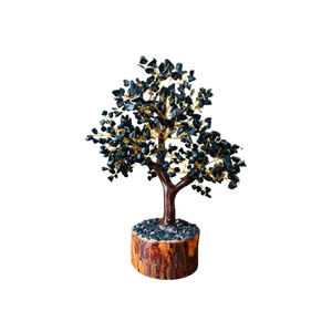 Pierre semi-précieuse naturelle obsidienne noire arbre de pierres précieuses 300 puces arbre de cristal Feng Shui Figurine pour la décoration de la maison - Product Image 6
