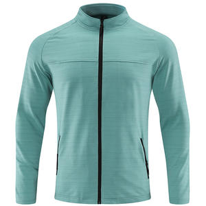 China Bangladesh Factory Price OEM Customized Logo Embroidery Mens Quick Dry Stand Collar Sports Running Fitness <b>Cardigan</b> Jacket - Product Image 4