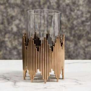 Soporte de vela dorado de mesa, soporte de Pilar, venta al por mayor, soporte de tarro de vela de vidrio perfumado, linternas decorativas para decoración de boda - Product Image 4