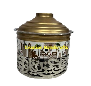 Chauffe-plat en métal de luxe avec design arabe, chauffe-plat et réchaud alimentaire en acier inoxydable - Product Image 1