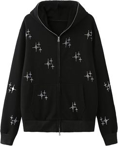 Sudadera con capucha-Dark Sportswear Trend Full of Rhinestones Stars Street Hip Hop 100% Poliéster - Product Image 1