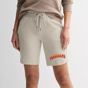 Pantalones cortos informales de algodón 100% para mujer, logotipo bordado personalizado, transpirable y último diseño, logotipo personalizable - Product Image 6