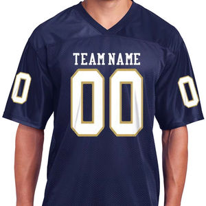 Maillot de football américain personnalisé pour hommes bleu marine polyester respirant séchage rapide col en V uniforme de sport avec nom et numéro de l'équipe - Product Image 1