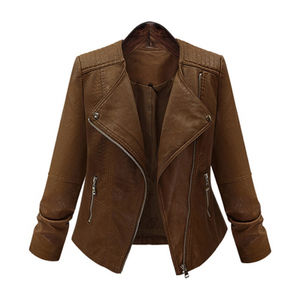 Veste de moto en cuir d'agneau écologique brodée, style européen et américain populaire, grande taille pour femmes, mode automne-hiver - Product Image 6