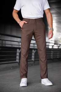 Pantalon habillé marron coupe ajustée pour homme Pantalon de bureau décontracté Confortable Léger Coton Mid-Hip Hop Imperméable Grande Taille Droit - Product Image 3