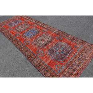 พรมวินเทจขนาด 4.1x11.5 ฟุต, พรม, พรมสีแดงล้วนทำจากขนสัตว์ - Product Image 4