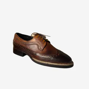 Sapatos Oxford elegantes de couro genuíno para homens, sapatos elegantes e confortáveis para negócios