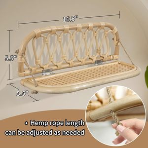Handmade Modern Design Rattan Wall <b>Shelf</b> Natural Cane Woven Storage Rack for <b>Bedroom</b> Bathroom or Living Room for Wardrobe Use - Product Image 6