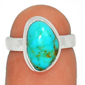 American Turquoise Gemstone Silver Ring Gemstone American Size 7X5 MM O Shape, Choose Your Ring Size - Customized