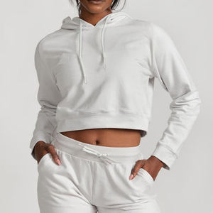 Sudadera Deportiva de Invierno de Alta Calidad al por Mayor, Fabricación Personalizada con Logotipo, Sudadera Corta de Forro Polar de Algodón para Mujer - Product Image 4