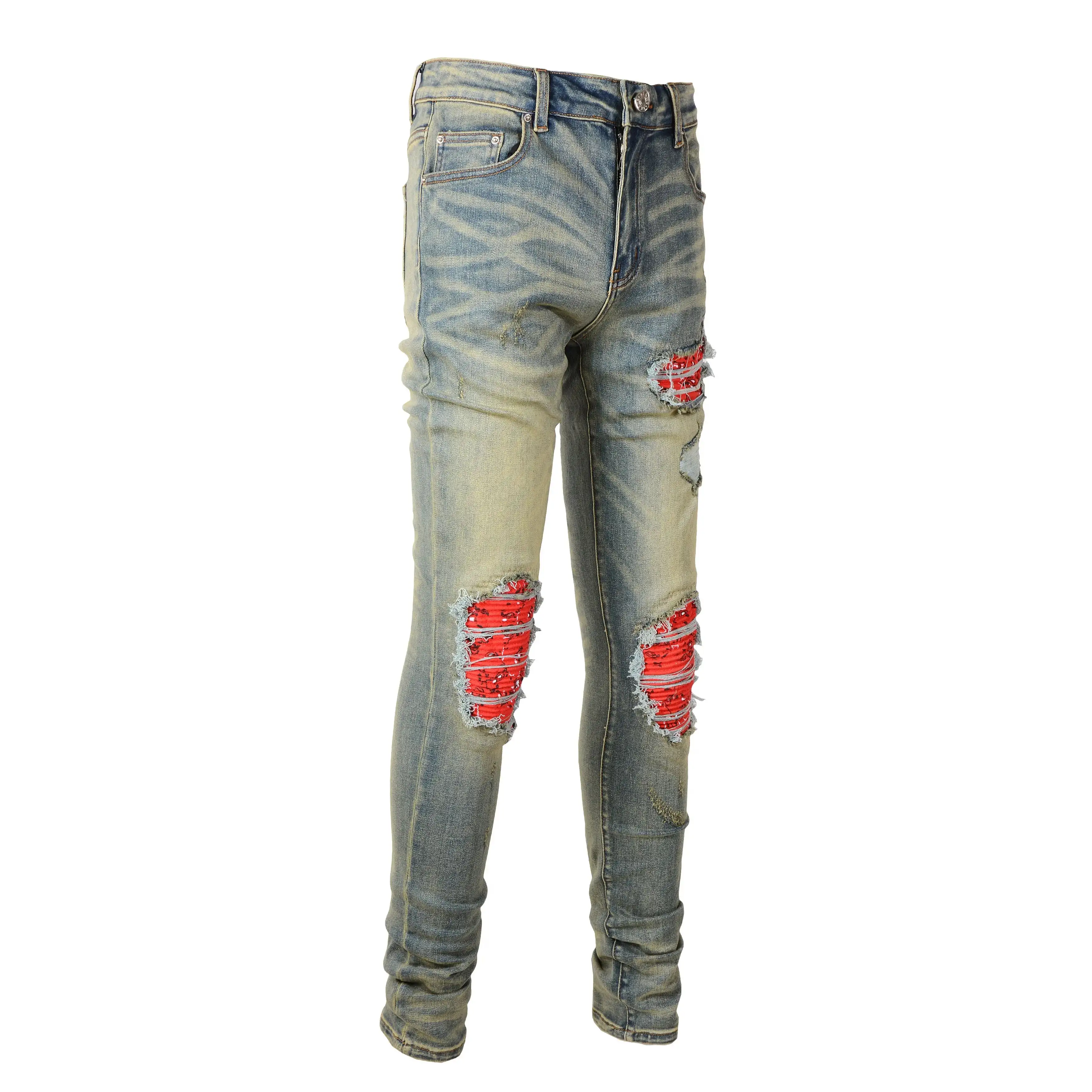 Мужские винтажные джинсы с потертостями