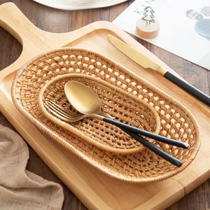 Bol en rotin ovale au meilleur prix-Artisanat en osier naturel fait à la main pour le service de cuisine ou l'affichage à la maison, écologique et durable - Product Image 2