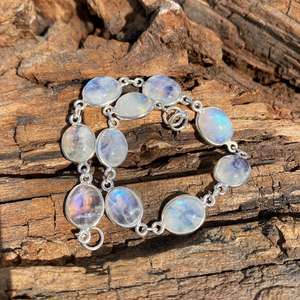 Bracelet en pierre de lune arc-en-ciel, bijoux en argent sterling 925 pour femmes, pierre précieuse naturelle faite à la main, cadeau - Product Image 2