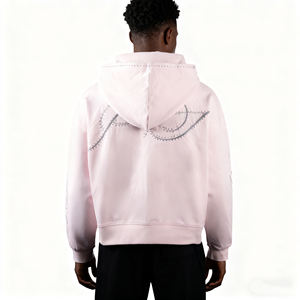 Sudaderas con Capucha Extra Grandes de 400 Gsm, 100 % Algodón, con Pedrería, Estampado Serigrafiado, Cierre de Cremallera, Fabricantes de Ropa Urbana Personalizada - Product Image 2