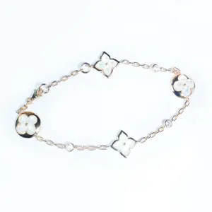 <b>Trendy</b> Natural Shell Four Leaf Clover <b>Bracelet</b> S925 Silver 18K Gold Plated Instags Style Fashion Chain For Women - Product Image 2