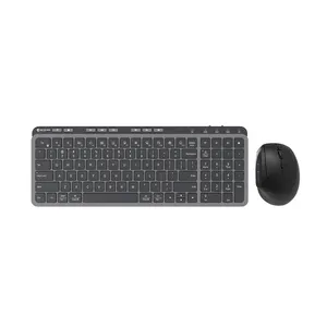 Set Keyboard dan Mouse nirkabel Bluetooth, sisir Keyboard lampu latar Keyboard ergonomis 2.4G + untuk komputer Laptop