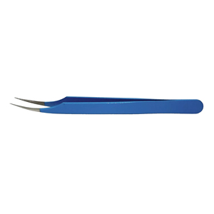 Pinzas para cejas de acero inoxidable de calidad superior Hermoso logotipo personalizado azul Punta curva Borde puntiagudo para dar forma a las pestañas - Product Image 1