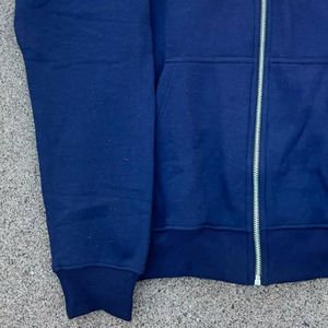 Sudadera con capucha de invierno para hombre, 100% algodón, forro polar grueso, extragrande, con cremallera completa, diseño 3D en relieve para bordar - Product Image 6