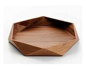 Bandeja de Servir Hexagonal de Madera Vintage |   Plato de Madera Rústico Hecho a Mano para Cocina, Comedor, Aperitivos, Decoración del Hogar, Bodas y Fiestas - Product Image 1